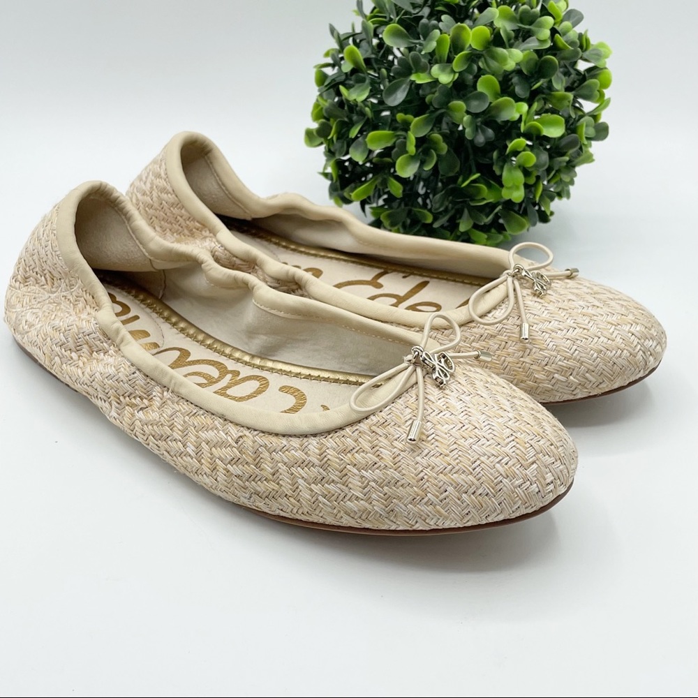 Sam Edelman Felicia flat sand/summer woven fabric